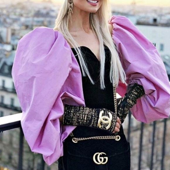 Zara Exagerated Puff Sleeve Valentines Top Black Velvet XS - Picture 2 of 11